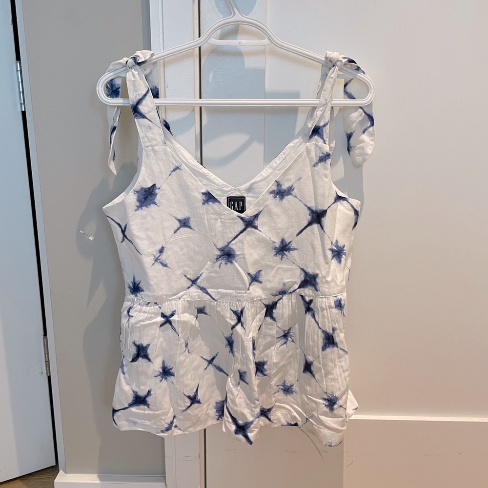 Gap shoulder-tie shibori tank